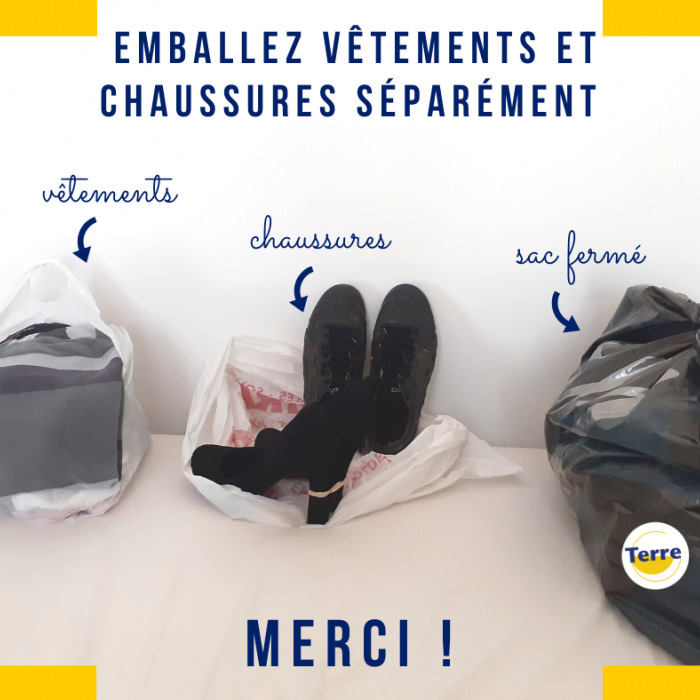 Aidez nous Emballez v tements et chaussures s par ment. Terre asbl